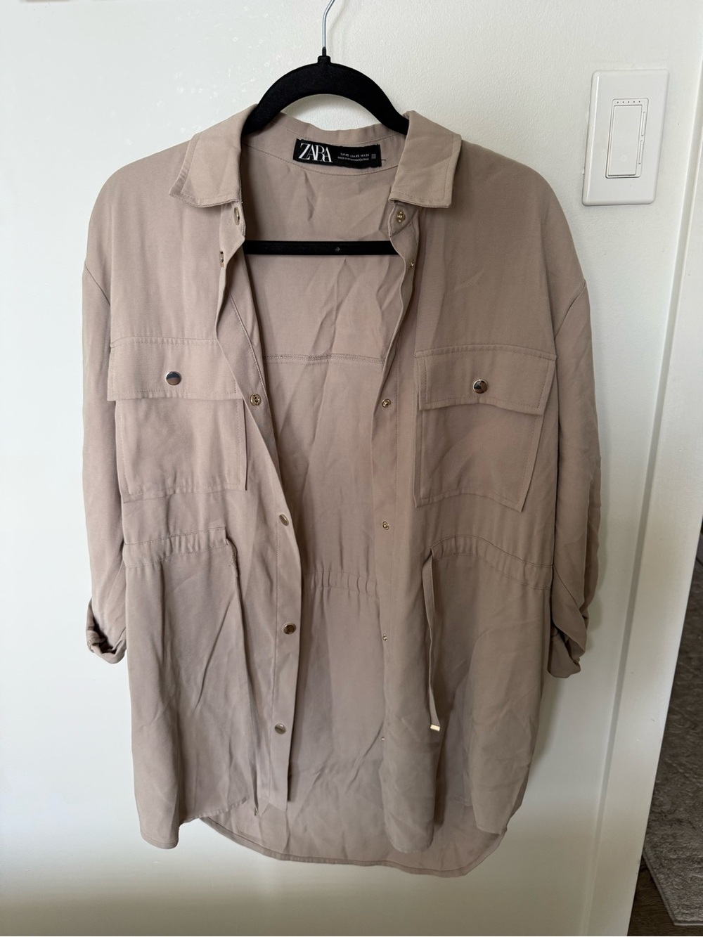 Zara Beige Utility Shirt Jacket